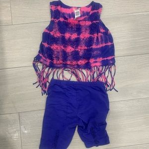 Guess Pink and purple tie dye fringe set, size 5/6